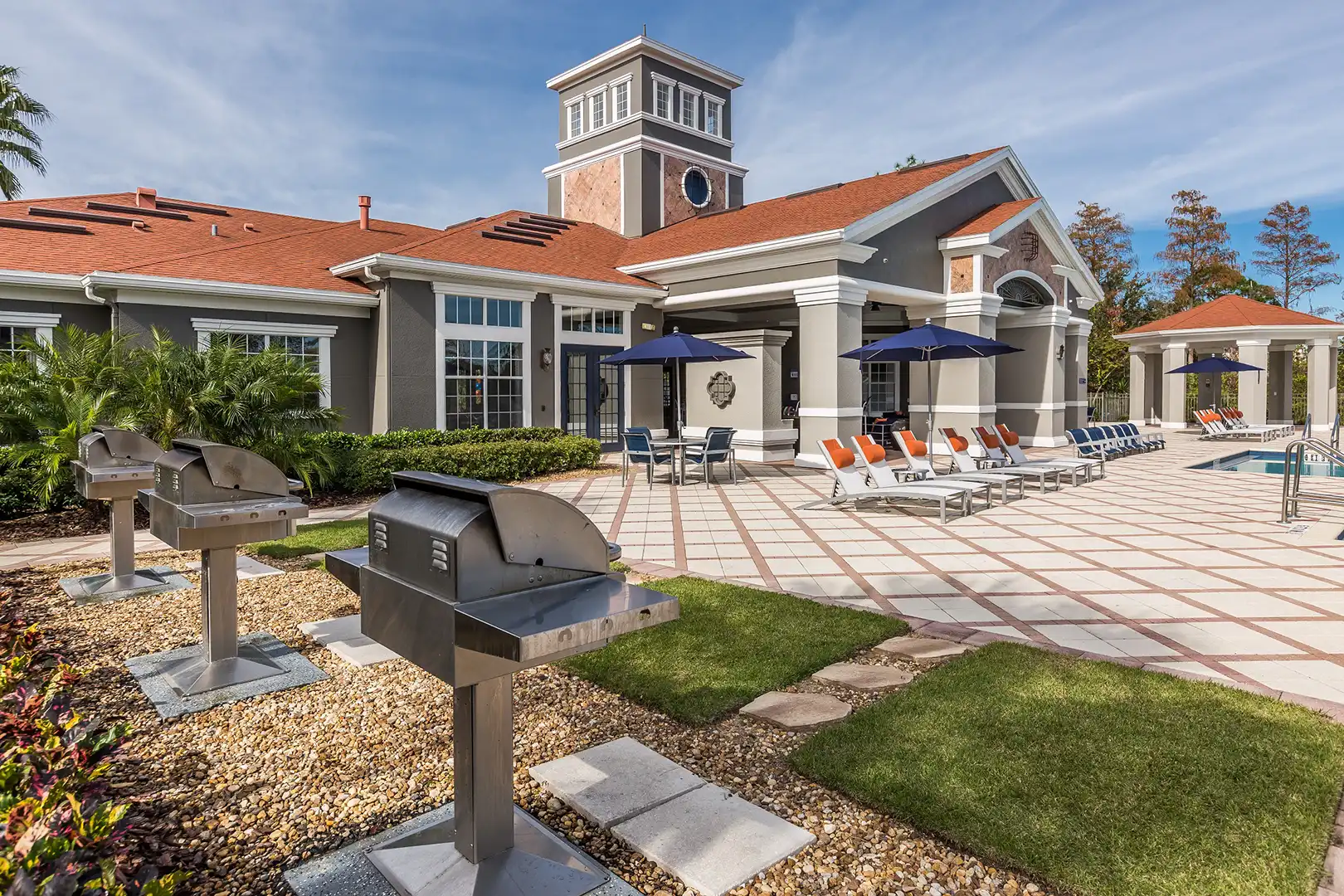 Pool side grilling area